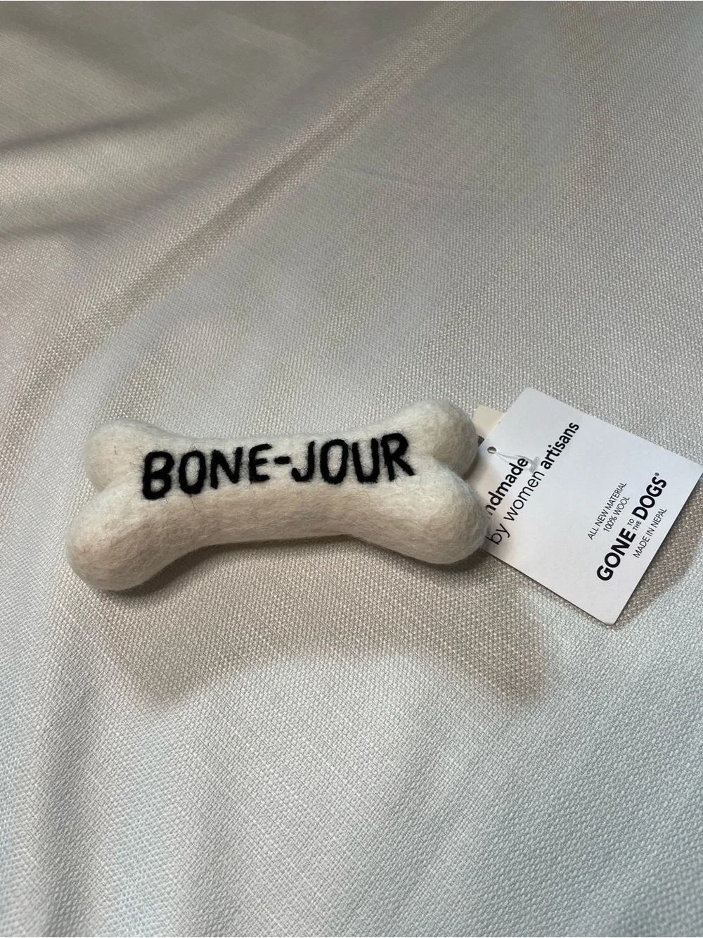 Bone-Jour 100% Wool Dog Bone Toy Plush